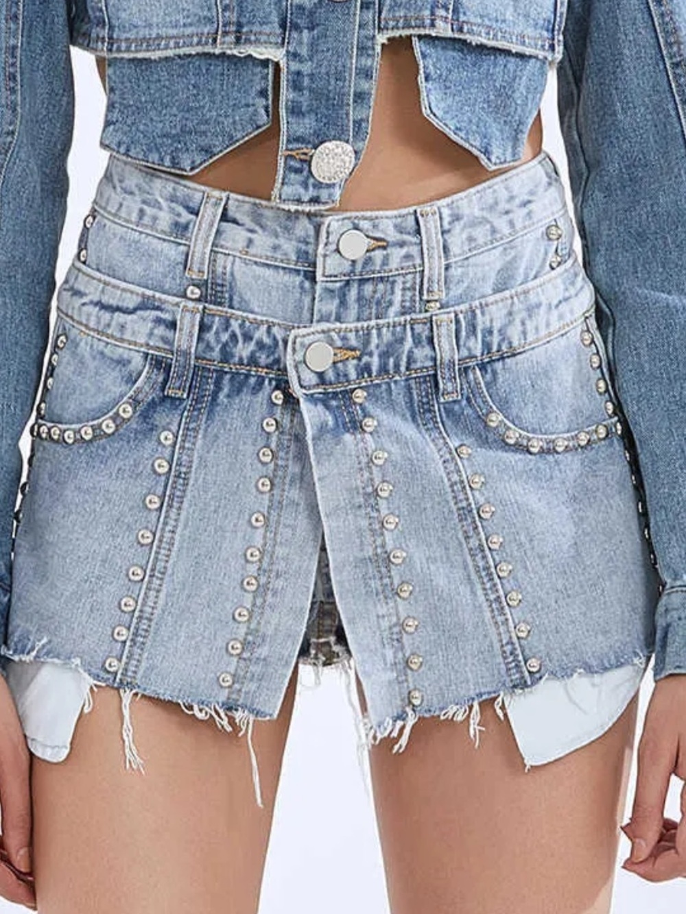 Shop Michella Studded Jean Skort